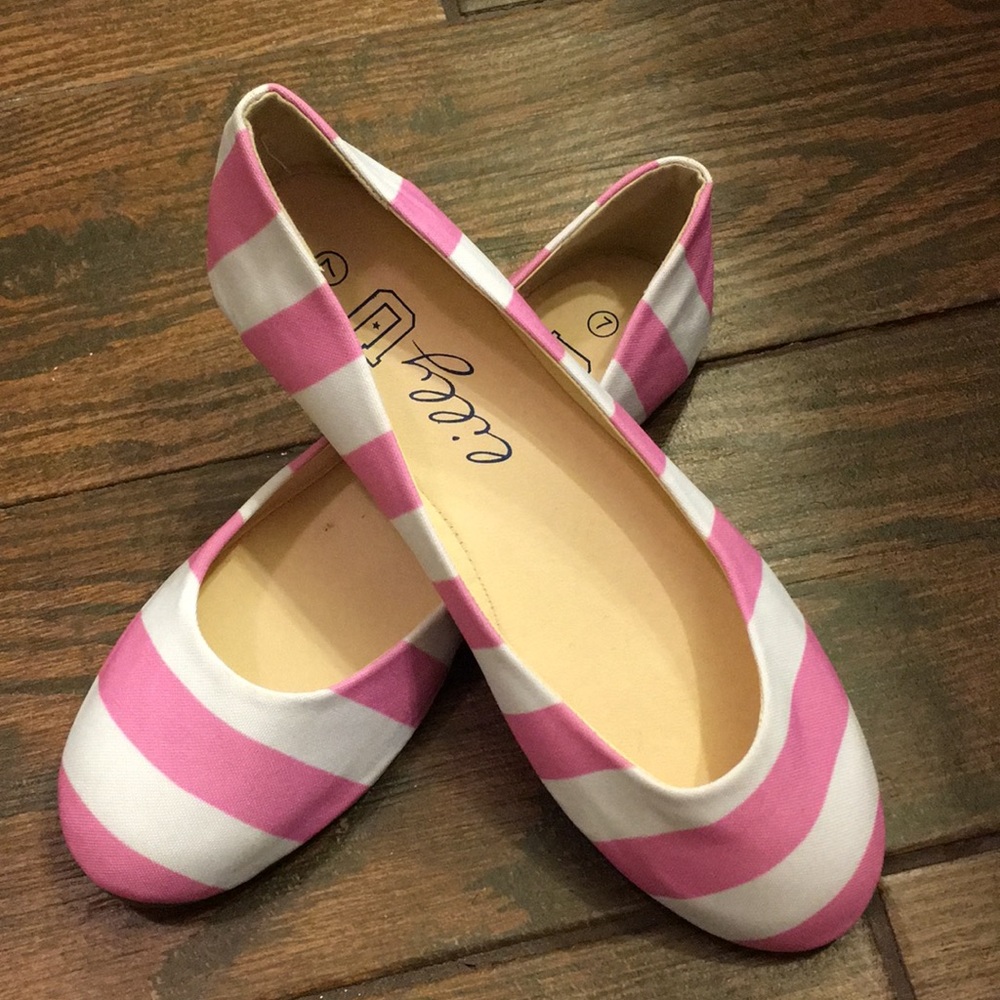 Pink & White Flats